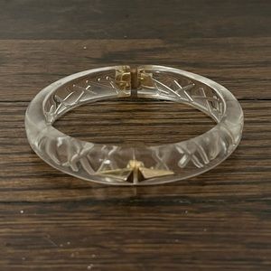 Alexis Bittar Clear Etched Skinny Lucite Hinge Bracelet